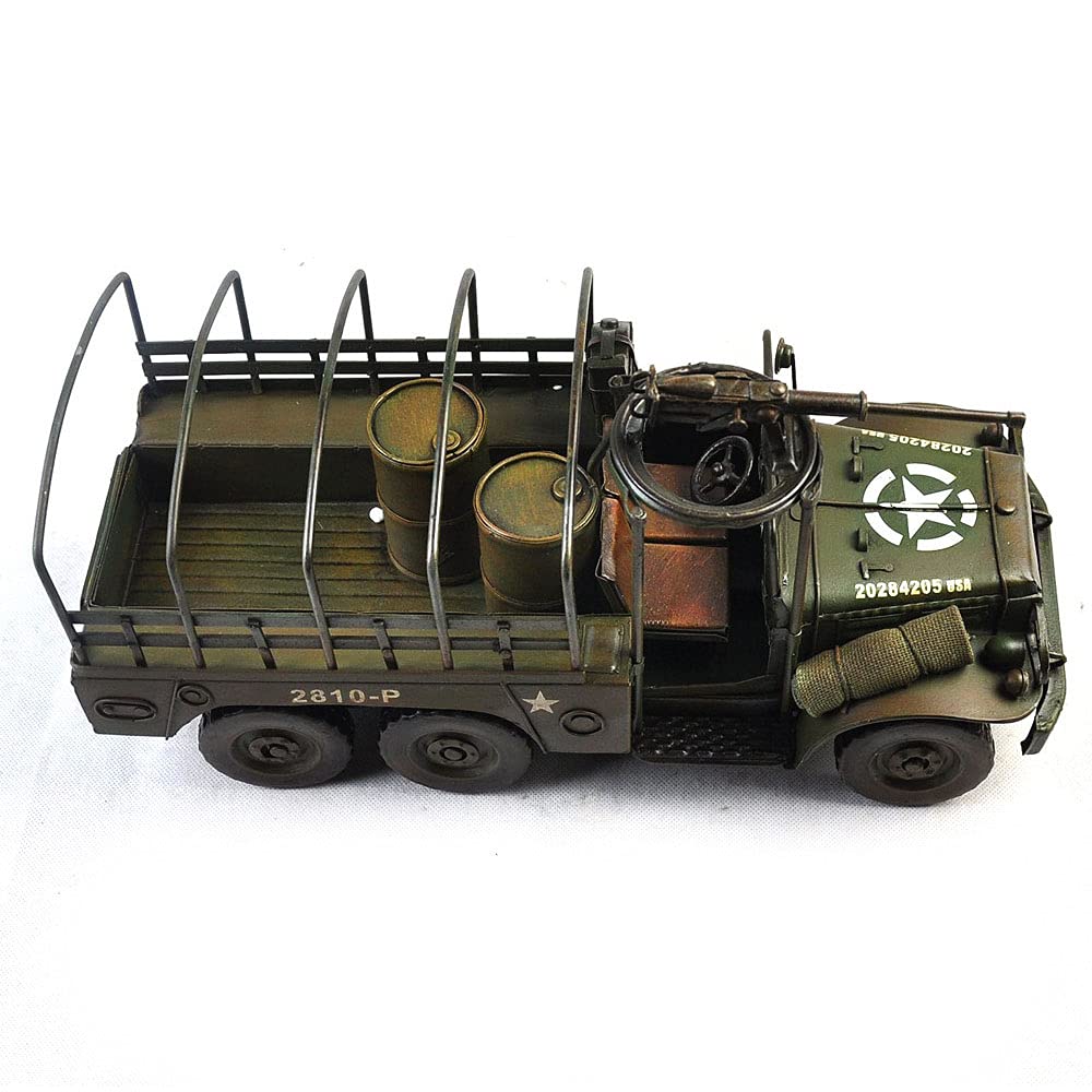 Retro Military Vehicle Model, Classic Iron Army Green Vintage